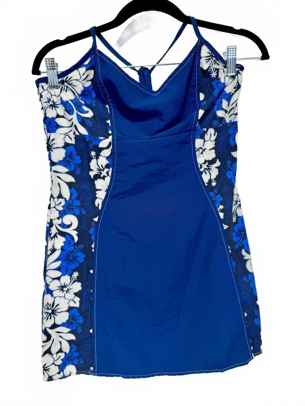 Sideout Blue Floral Spaghetti Strap Hawaiian Summer Dress Size Small/Medium